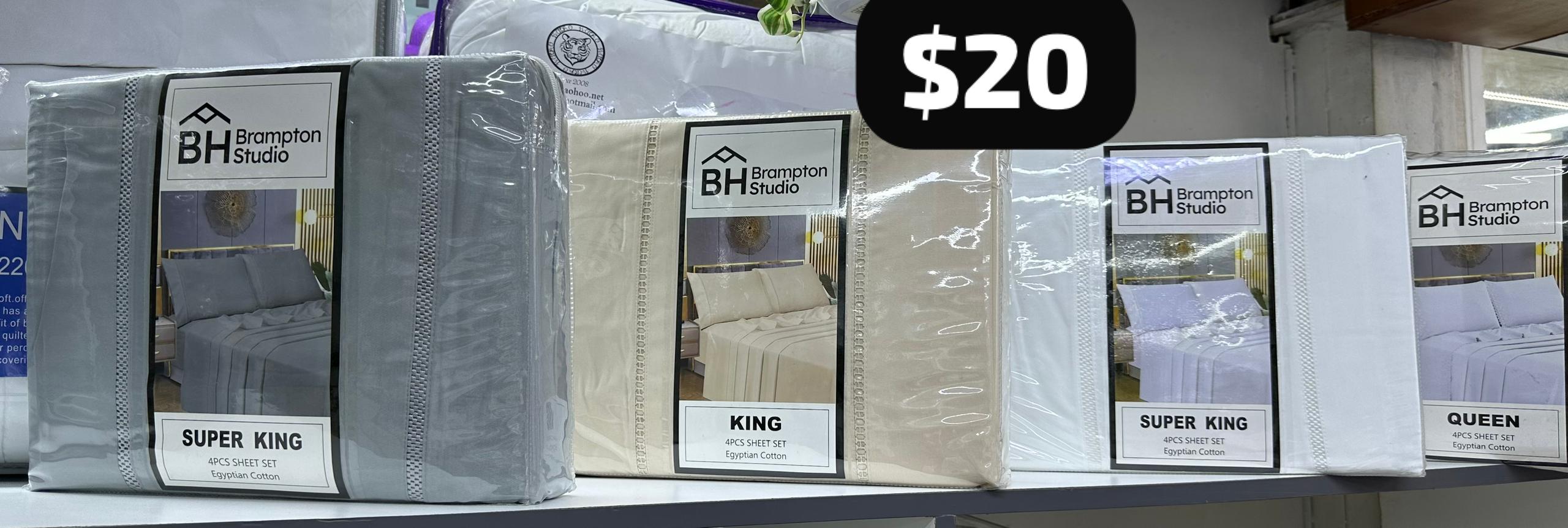 Brampton Studio Egyptian Cotton Sheet Super King Size 4pc Set