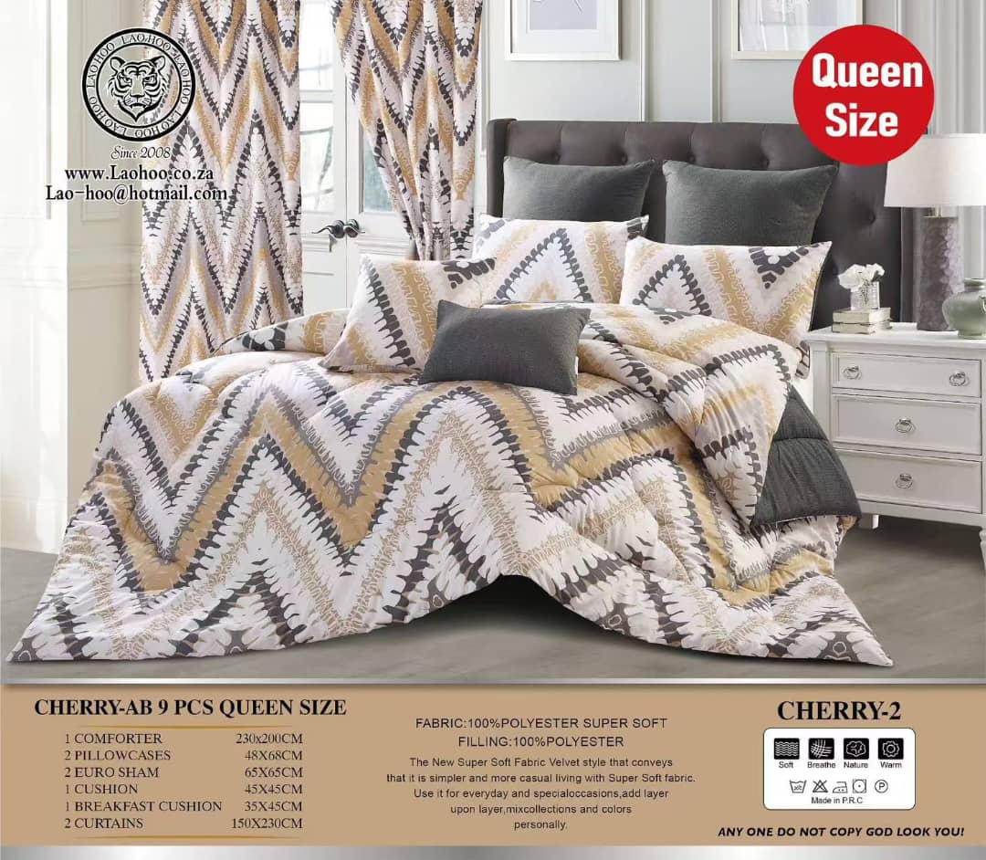 Cherry Queen Size Comforter Set Queen Size 9pc Set Neutral Colours