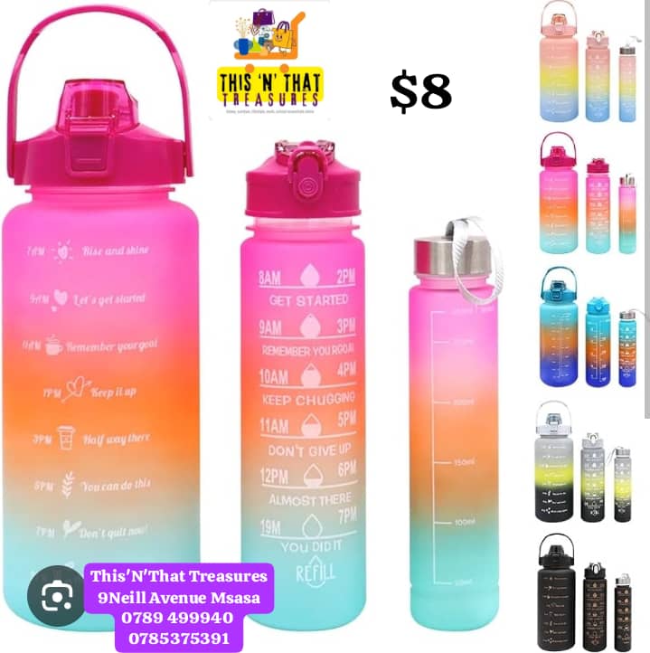 3pc Motivational Water Bottle Set