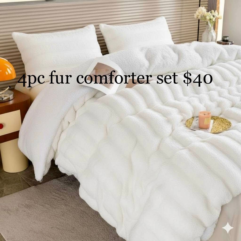 4pc Fur Comforter Set