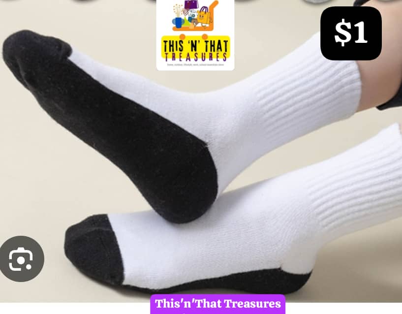 White Socks / Black Bottom / Plain White Socks