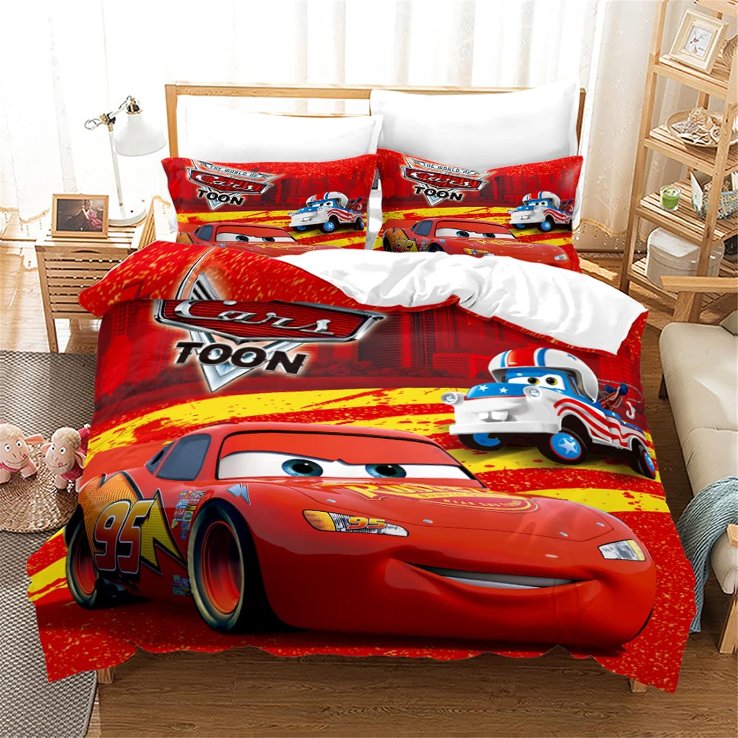 3pc Kids Cars Cartoon Comforter Sets